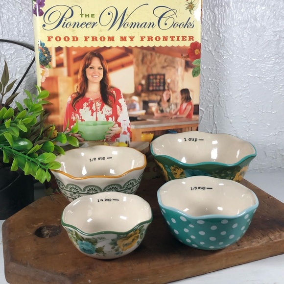 Pioneer Woman Rare Rose Shadow Nesting Measuring Bowls Cups Set of 4 - Picture 3 of 17